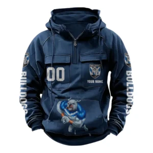 Canterbury-Bankstown Bulldogs NRL Tactical Quarter Zip Hoodie NRL43012125597, Gift For Fan Canterbury-Bankstown Bulldogs - Dark Blue
