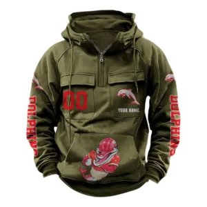 Redcliffe Dolphins NRL Tactical Quarter Zip Hoodie NRL43012125600, Gift For Fan Redcliffe Dolphins - Army Green