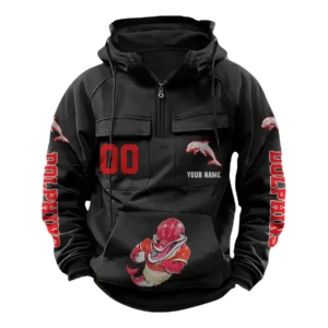 Redcliffe Dolphins NRL Tactical Quarter Zip Hoodie NRL43012125600, Gift For Fan Redcliffe Dolphins - Black