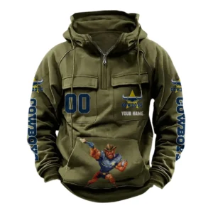North Queensland Cowboys NRL Tactical Quarter Zip Hoodie NRL43012125601, Gift For Fan North Queensland Cowboys - Army Green