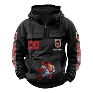 St George Illawarra Dragons NRL Tactical Quarter Zip Hoodie NRL43012125604, Gift For Fan St George Illawarra Dragons - Black
