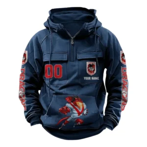 St George Illawarra Dragons NRL Tactical Quarter Zip Hoodie NRL43012125604, Gift For Fan St George Illawarra Dragons - Dark Blue