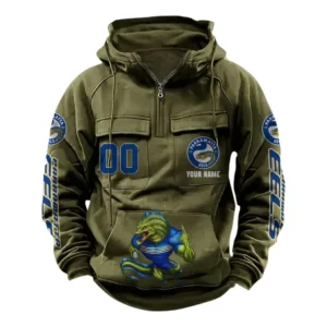 Parramatta Eels NRL Tactical Quarter Zip Hoodie NRL43012125605, Gift For Fan Parramatta Eels - Army Green