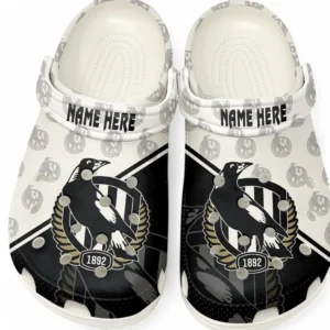 Collingwood AFL Crocs AFL16020325111, Gift For Fan Collingwood - White