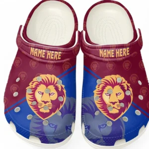 Brisbane Lions AFL Crocs AFL16020325115, Gift For Fan Brisbane Lions - White