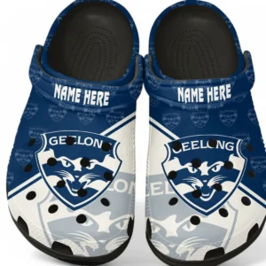Geelong Cats AFL Crocs AFL16020325118, Gift For Fan Geelong Cats - Black