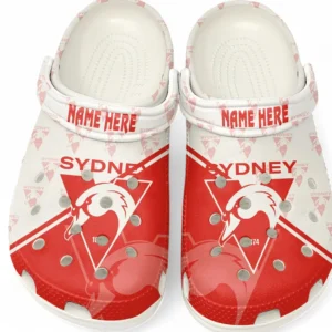 Sydney Swans AFL Crocs AFL16020325121, Gift For Fan Sydney Swans - White