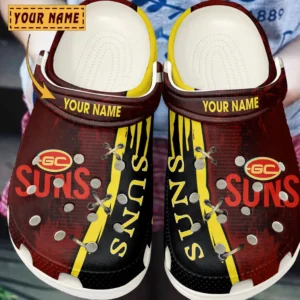 Gold Coast Suns AFL Crocs AFL16020325135, Gift For Fan Gold Coast Suns - White
