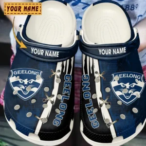Geelong Cats AFL Crocs AFL16020325136, Gift For Fan Geelong Cats - White
