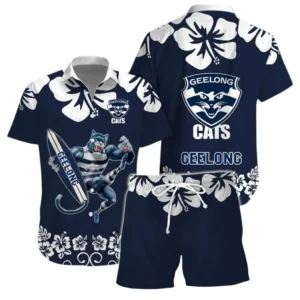 Geelong Cats AFL Hawaiian Set AFL17020325559, Gift For Fan Geelong Cats
