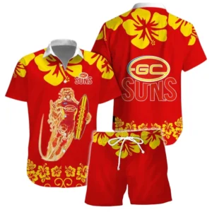 Gold Coast Suns AFL Hawaiian Set AFL17020325563, Gift For Fan Gold Coast Suns