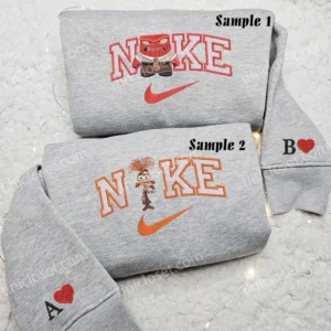Anger And Anxiety Disney Inside Out x Nike Embroidered Shirt, Embroidered Sweatshirt Fashion Style For Couples