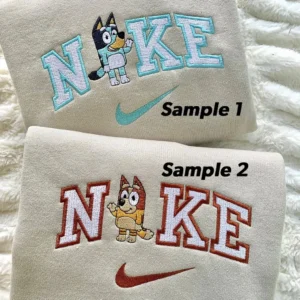 Bandit Heeler And Chilli Heeler x Nike Embroidered Shirt, Embroidered Sweatshirt Fashion Style For Couples
