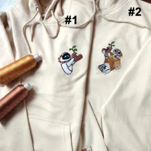 Lovely Droid Couple Character Star Wars Movie Embroidered Sweatshirt, Maching Embroidered Hoodie For Couple, Boyfriend, Girlfriend