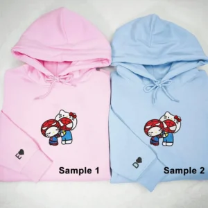 Cute Kitten And Spider Couples Embroidered Sweatshirt, Maching Embroidered Hoodie For Couple, Boyfriend, Girlfriend