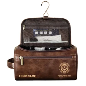 Portsmouth Leather Toiletry Bag, All Over Print Leather Toiletry Bag Portsmouth - Dark Brown DEPL5405092036