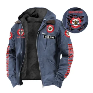 Brentford Hooded And Flannel Hoodie, All Over Print Hoodie For Brentford Fans EPL05051225666 - Navy Blue