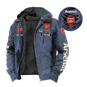 Arsenal Hooded And Flannel Hoodie, All Over Print Hoodie For Arsenal Fans EPL05051225672 - Navy Blue