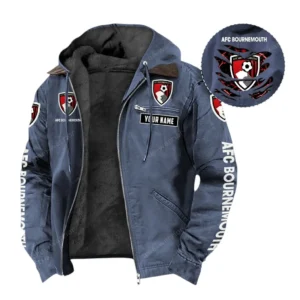AFC Bournemouth Hooded And Flannel Hoodie, All Over Print Hoodie For AFC Bournemouth Fans EPL05051225673 - Navy Blue