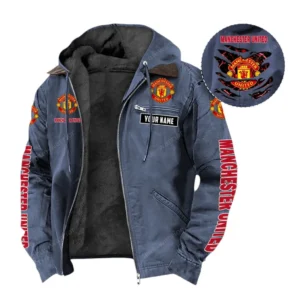 Manchester United Hooded And Flannel Hoodie, All Over Print Hoodie For Manchester United Fans EPL05051225675 - Navy Blue