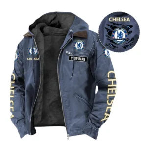 Chelsea Hooded And Flannel Hoodie, All Over Print Hoodie For Chelsea Fans EPL05051225680 - Navy Blue