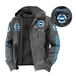 Brighton & Hove Albion Hooded And Flannel Hoodie, All Over Print Hoodie For Brighton Fans EPL05051225684 - Gray