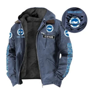 Brighton & Hove Albion Hooded And Flannel Hoodie, All Over Print Hoodie For Brighton Fans EPL05051225684 - Navy Blue