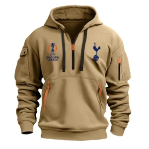 Tottenham Hotspur Hoodie Half Zipper Europa League Champions 2025 EPL79052225788 - Khaki