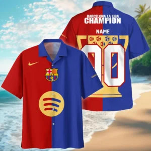 Barcelona Hawaiian Shirt La Liga Champion 2025 For Fan Barcelona HVN1006LALIGACUS05142025HAW