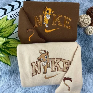 Simba And Nala x Nike Embroidered Shirt, Embroidered Sweatshirt Fashion Style For Couples