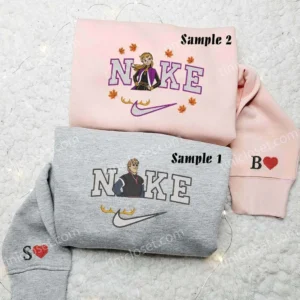Anna and Kristoff x Nike Embroidered Shirt, Embroidered Sweatshirt Fashion Style For Couples