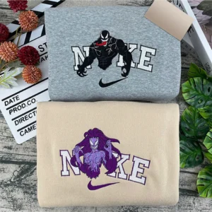 Venom And Agony Comic Nike Embroidered Sweatshirt Fashion Style For Couples, Valentine Day
