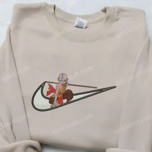 Aang x Nike Swoosh Embroidered Shirt, Avatar The Last Airbender Embroidered Shirt, Cartoon Embroidered Shirt