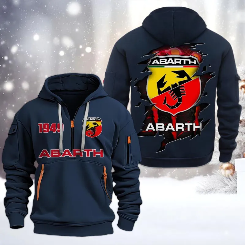 Abarth Half Zip Hoodie, All Over Print Half Zip Hoodies For Men CAR198032773 - Navy