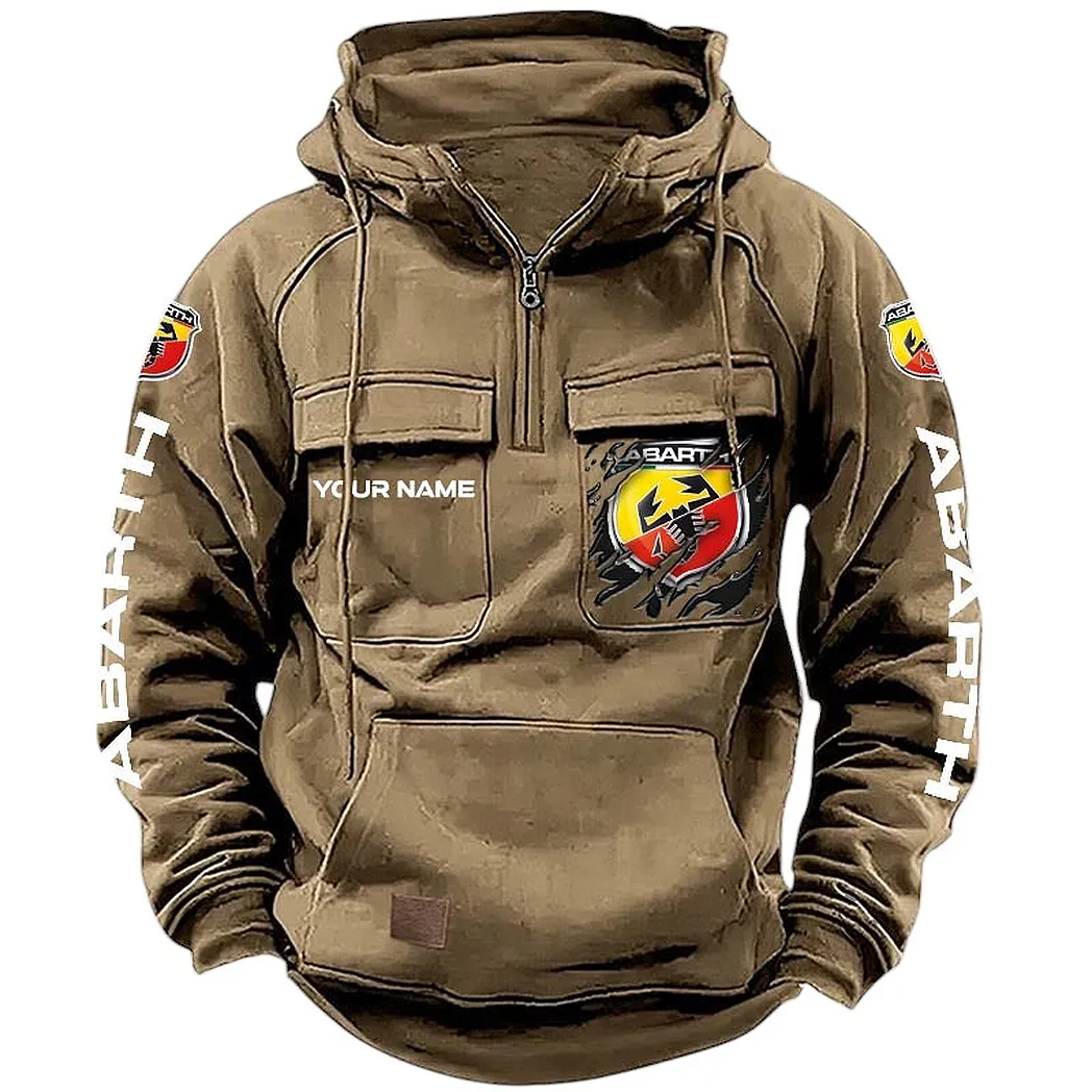 Abarth Hoodie Tactical Quarter Zip, Gift For Abarth Lovers CAR164022425148 - Khaki