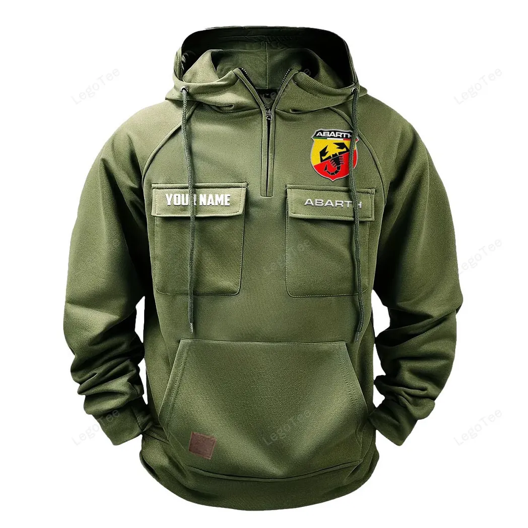 Abarth Tactical Quarter Zip Hoodie, Gift For Abarth Lovers, Gift For Him, Husband, Boyfriend - Army Green CAR109021425411-1