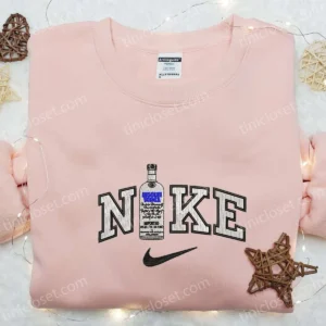 Absolut Vodka Bottle x Nike Embroidered Shirt, Favorite Food And Drink Embroidered Hoodie, Nike Inspired Embroidered Sweatshirt
