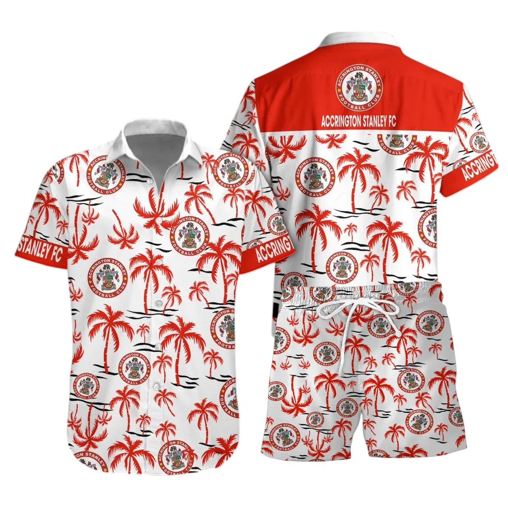 Accrington Stanley Hawaiian Shirt Set For Men, All Over Print Hawaiian Shirt Set Accrington Stanley EPL1204212540