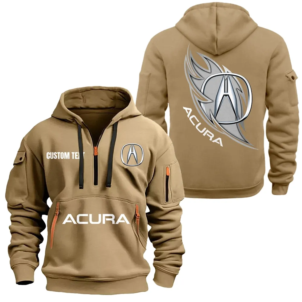 Acura Hoodie Half Zipper CAR1701112026, CAR All Over Print Hoodie Half Zipper - Khaki