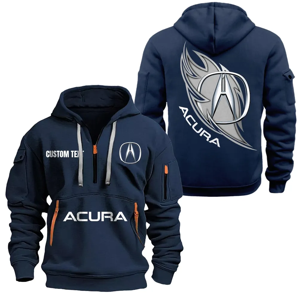 Acura Hoodie Half Zipper CAR1701112026, CAR All Over Print Hoodie Half Zipper - Navy