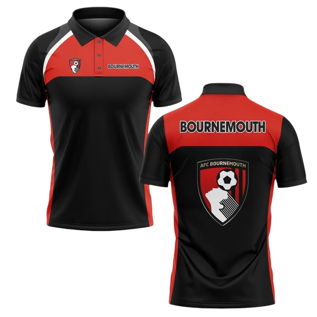 AFC Bournemouth Polo Shirt Classic Style Black EPL22042525457