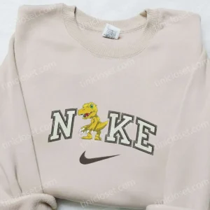 Agumon x Nike Anime Embroidered Shirt, Digimon Embroidered Shirt, Nike Inspired Embroidered Shirt
