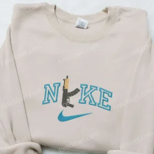 AK47 Gun x Nike Embroidered Shirt, Nike Inpsired Embroidered Hoodie, Best Gift Ideas