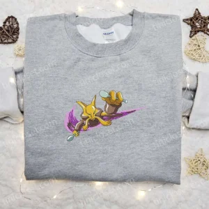 Alakazam x Nike Swoosh Anime Embroidered Shirt, Pokemon Embroidered Shirt, Nike Inspired Embroidered Shirt