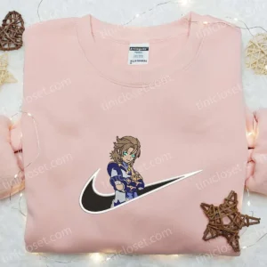 Albedo x Nike Swoosh Game Embroidered Shirt, Genshin Impact Embroidered Shirt, Nike Inspired Embroidered Shirt