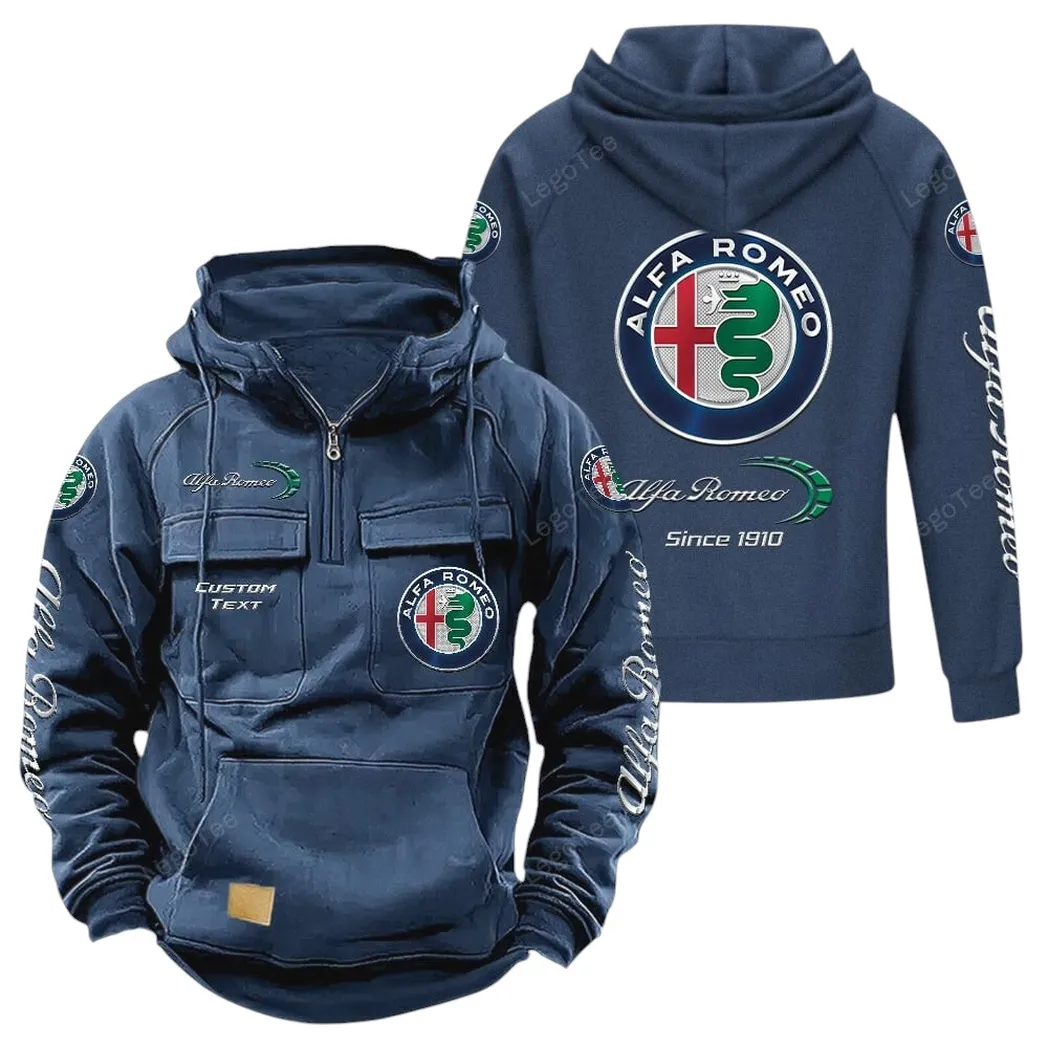 Alfa Romeo Tactical Quarter Zip Hoodie, Gift For Alfa Romeo Lovers, Gift For Him, Husband, Boyfriend - Dark Blue CAR96021425719-3