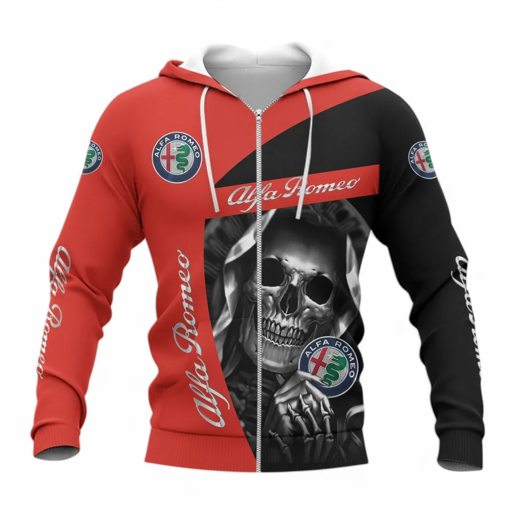 Alfa Romeo Zipper Hoodie, Gift For Alfa Romeo Lovers, Gift For Him, Husband, Boyfriend CAR6702212576