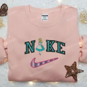 Alice x Nike Embroidered Shirt, Alice in Wonderland Disney Embroidered Shirt, Nike Inspired Embroidered Shirt