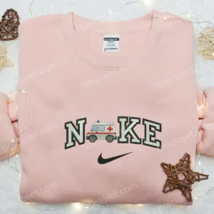 Ambulance Car x Nike Embroidered Shirt, Transportations Embroidered Hoodie, Nike Inspired Embroidered Sweatshirt