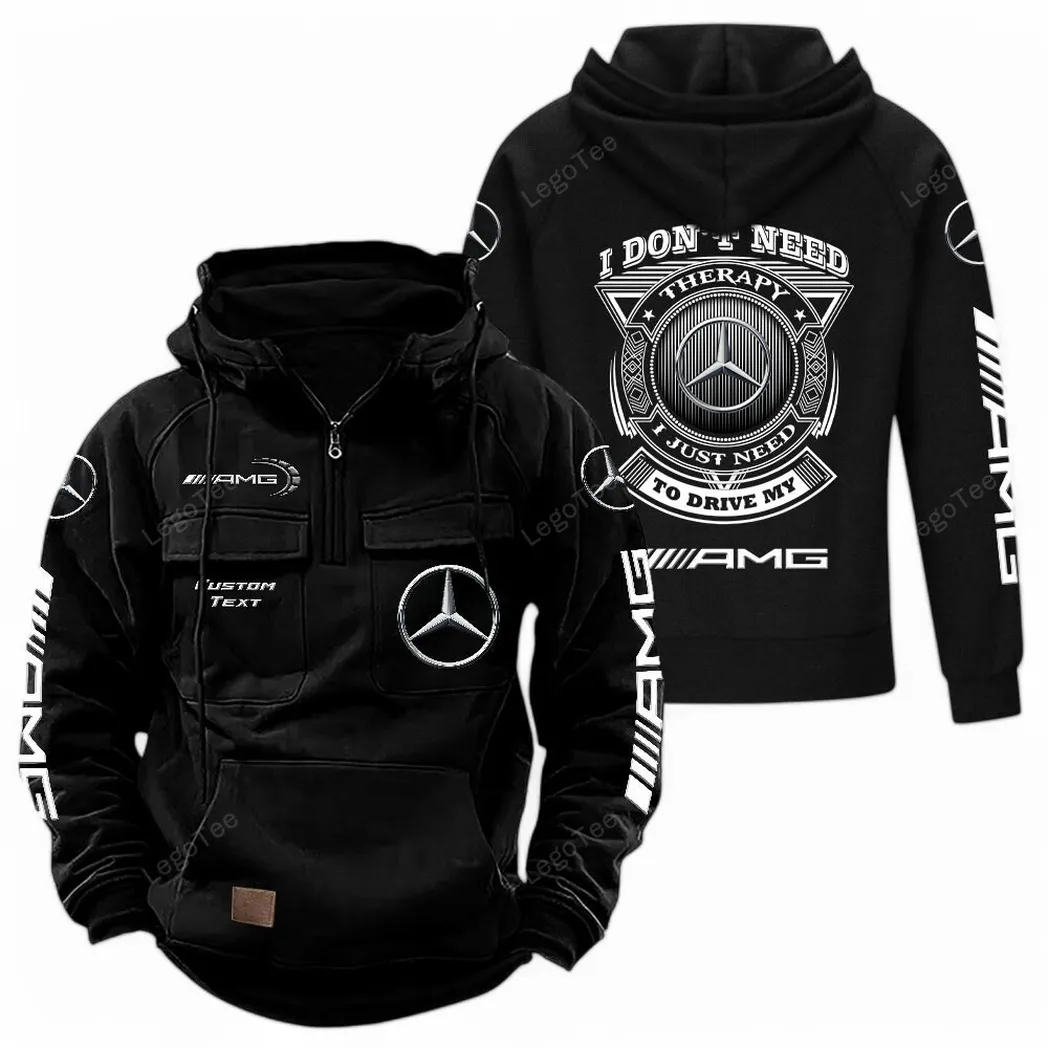 AMG Tactical Quarter Zip Hoodie CAR106021525023, Gifts For Men, Him, Husband, Boyfriend - Black